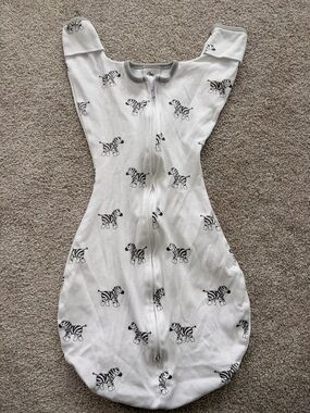White Zebra Print Transitional Sleep Sack Swaddle